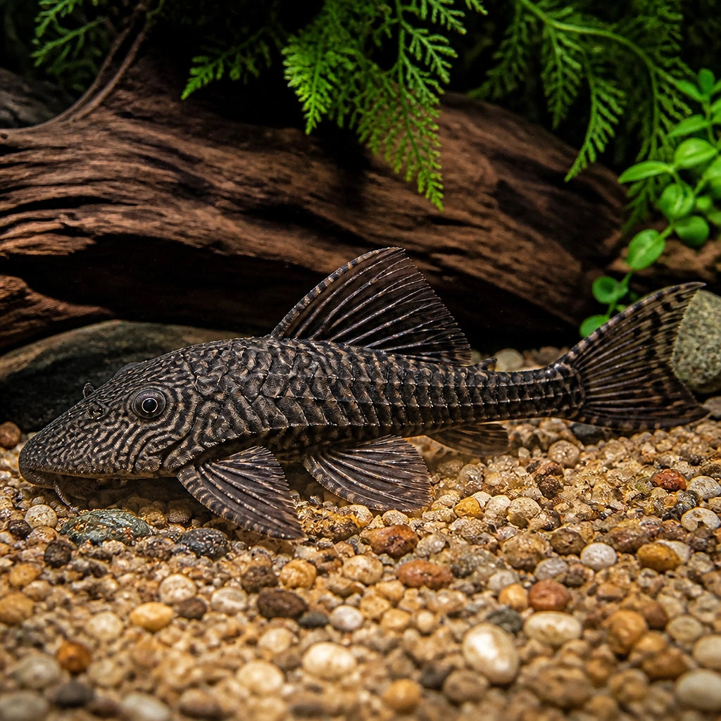 L001 Glyptoperichthys joselimaianus — tropical fish for sale UK — AI natural aquarium view