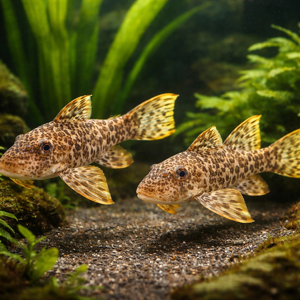 L006 Peckoltia oligospila 8 - — tropical fish for sale UK — AI pair planted view