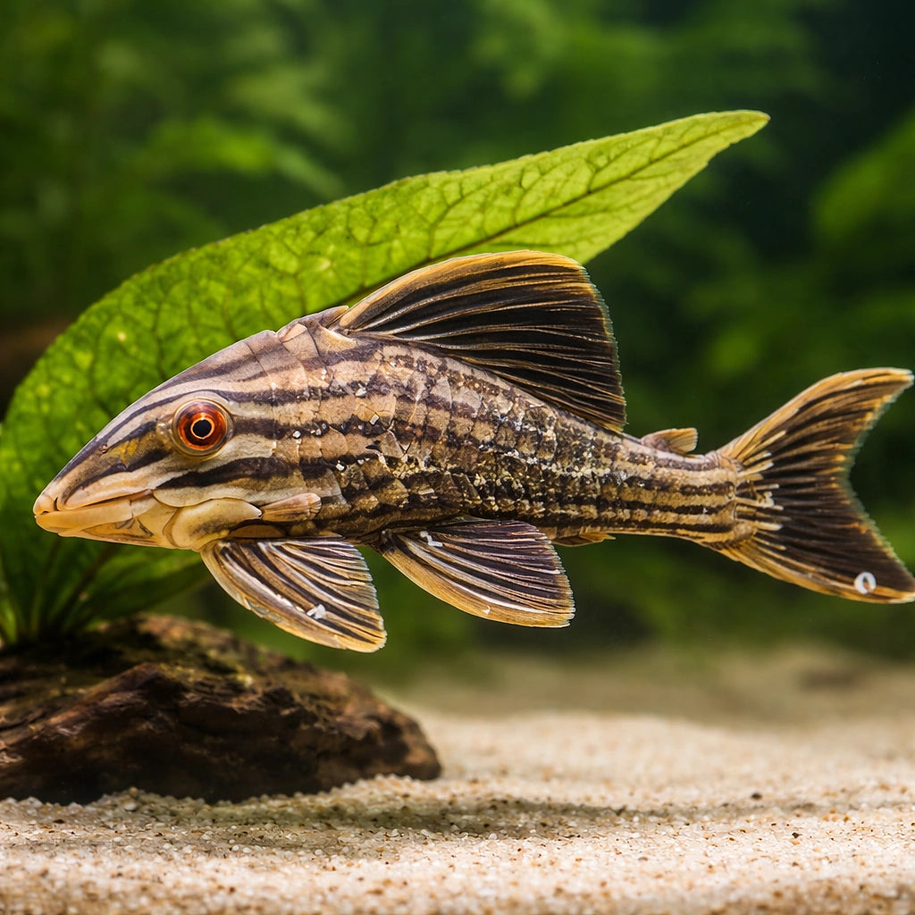 L027 Panaque nigrolineatus 5 - — tropical fish for sale UK — AI scale plant view