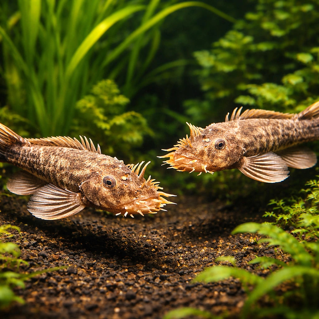 L034 Ancistrus ranunculus 8 - — tropical fish for sale UK — AI pair planted view