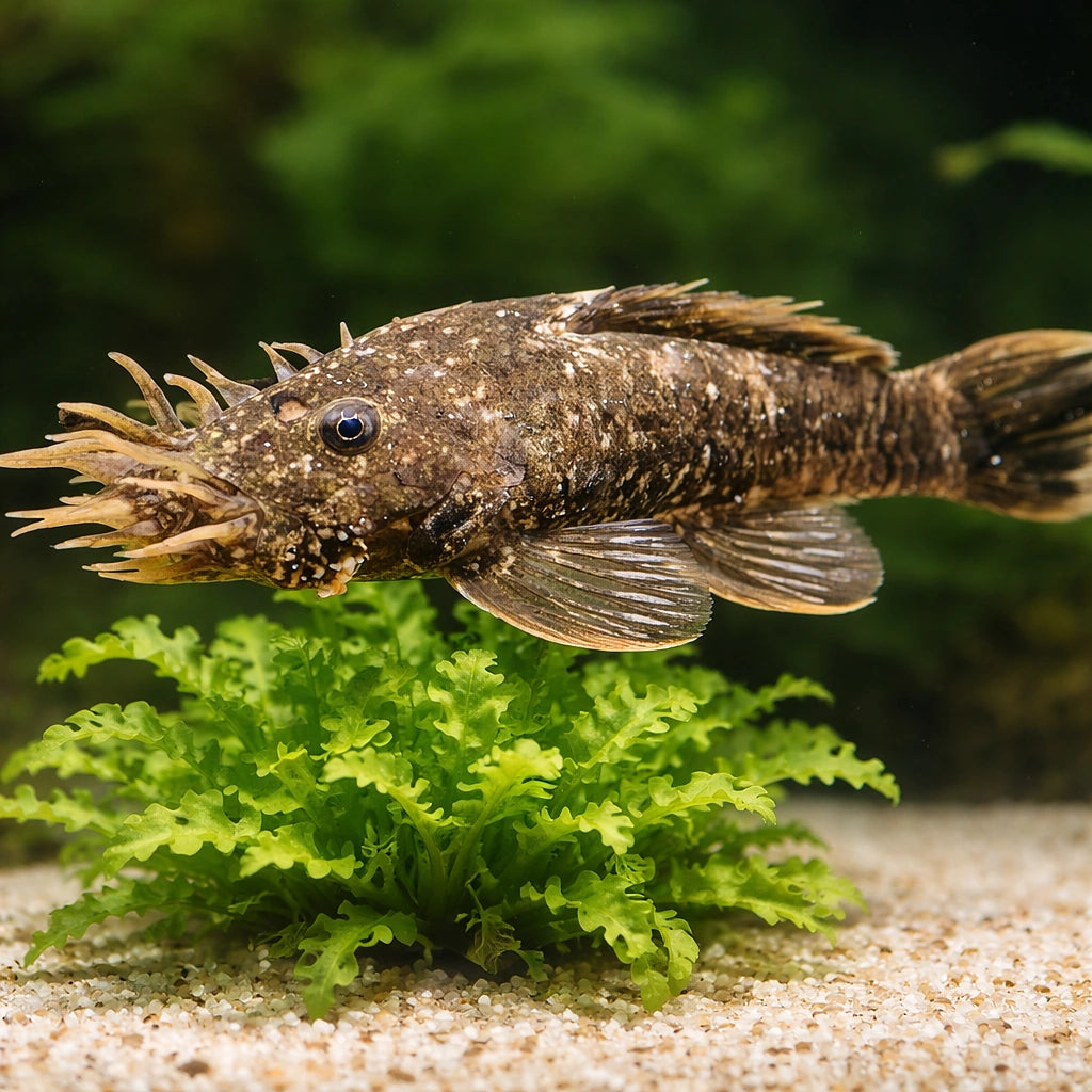 L034 Ancistrus ranunculus 8 - — tropical fish for sale UK — AI scale plant view