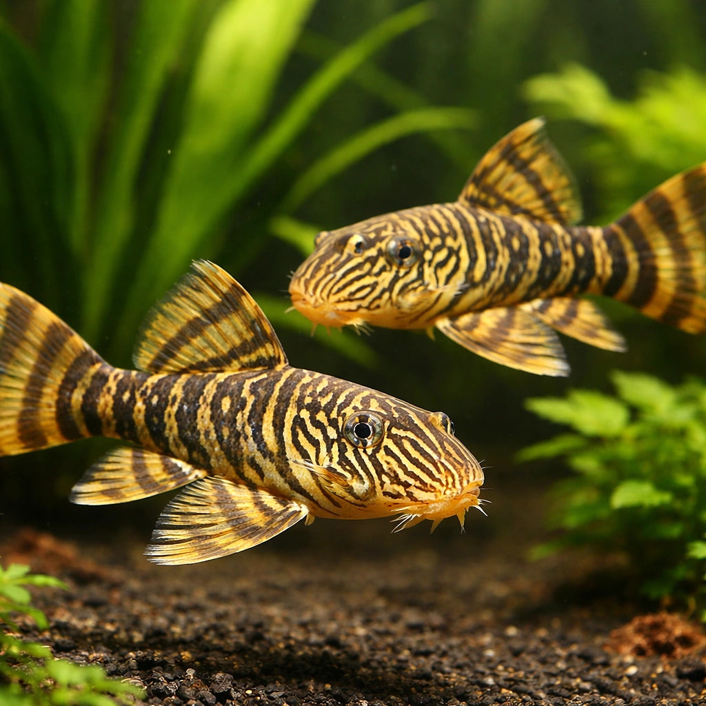 L074 Leporacanthicus galaxis 12 - — tropical fish for sale UK — AI pair planted view