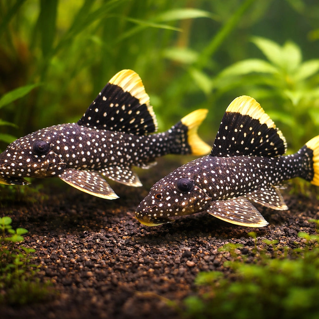 L081 Baryancistrus sp. 4 - — tropical fish for sale UK — AI pair planted view