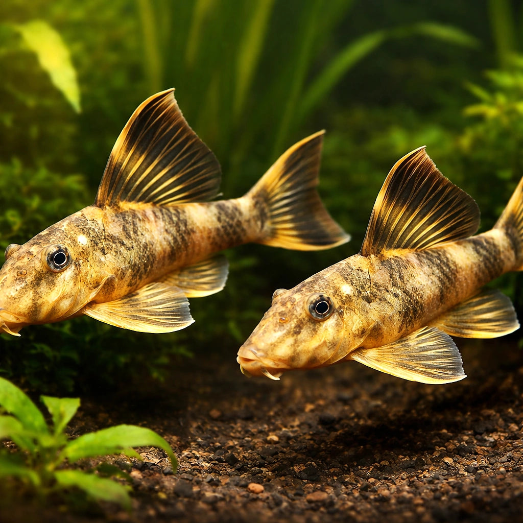 L103 Peckoltia sp. 4 - — tropical fish for sale UK — AI pair planted view