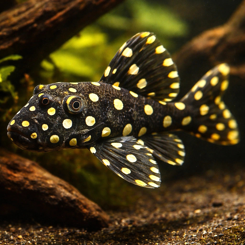 L142 Baryancistrus sp. tocantins snow ball 6 - — tropical fish for sale UK — AI hero driftwood view