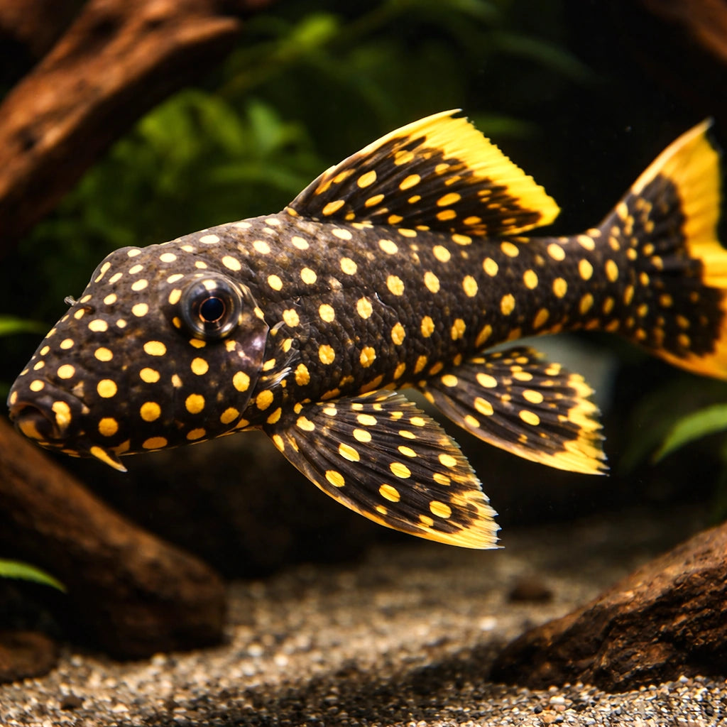 L177 Baryancistrus sp. 6 - — tropical fish for sale UK — AI hero driftwood view