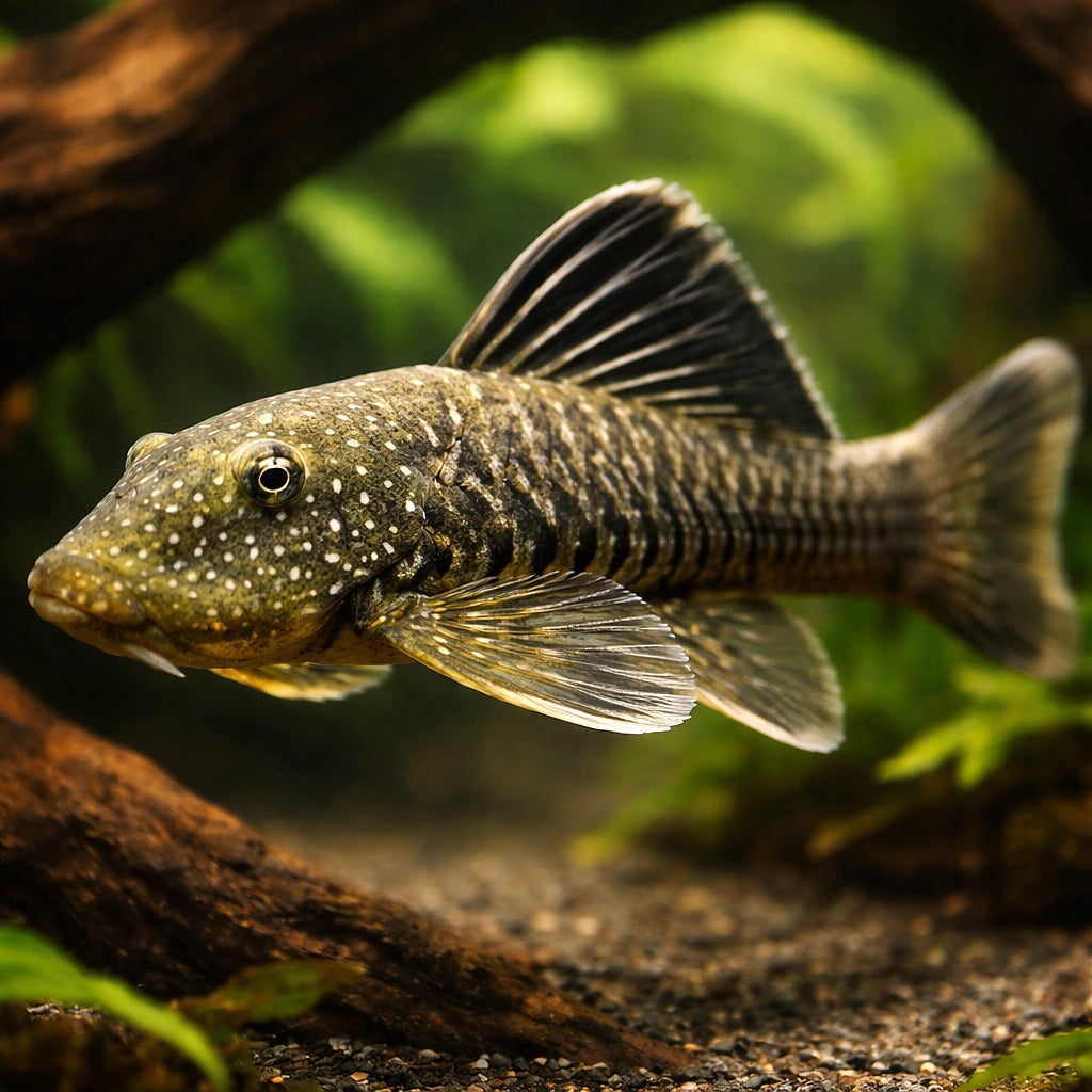 L187 Chaetostoma paersi 4 - — tropical fish for sale UK — AI hero driftwood view