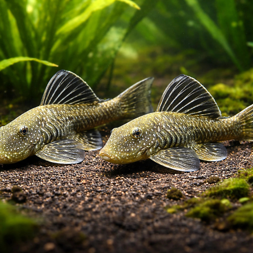 L187 Chaetostoma paersi 4 - — tropical fish for sale UK — AI pair planted view