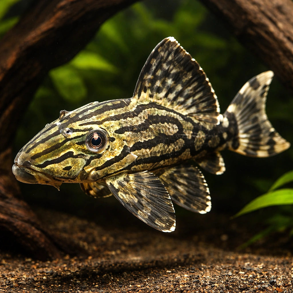 L191 Panaque cf. suttonorum 4 - — tropical fish for sale UK — AI hero driftwood view