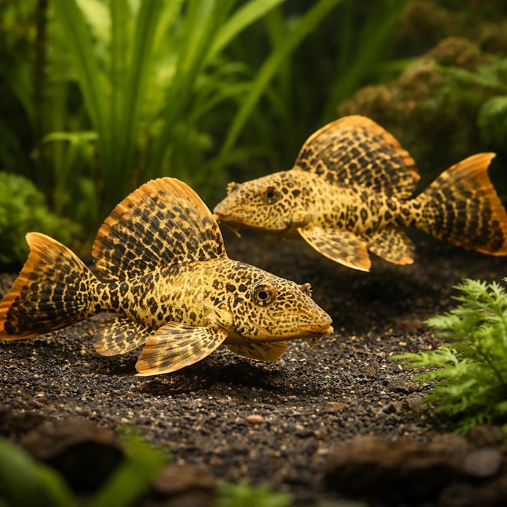 L196 Glyptoperichthys sp. 5 - — tropical fish for sale UK — AI pair planted view