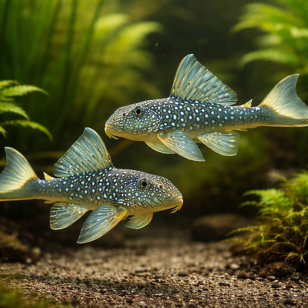 L200 Chaetostomus sp. 5 - — tropical fish for sale UK — AI pair planted view