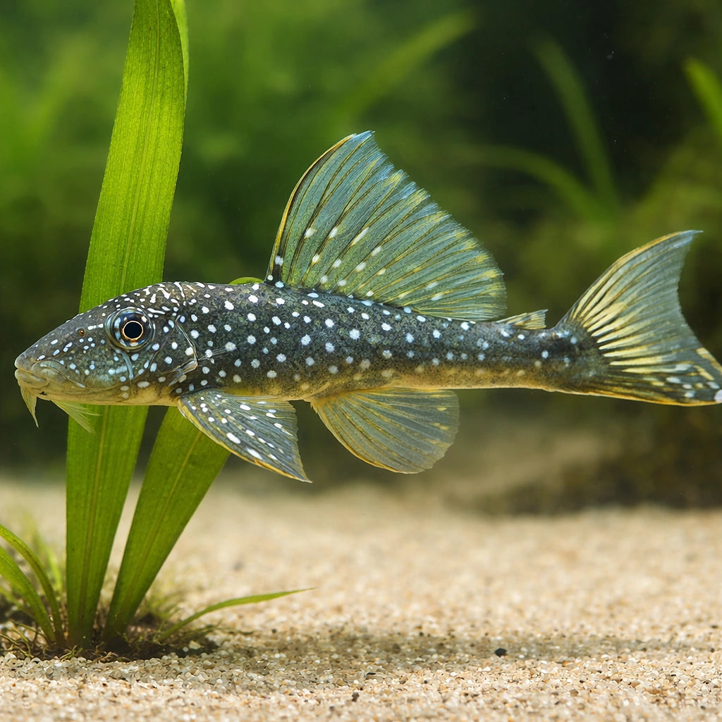 L200 Chaetostomus sp. 5 - — tropical fish for sale UK — AI scale plant view