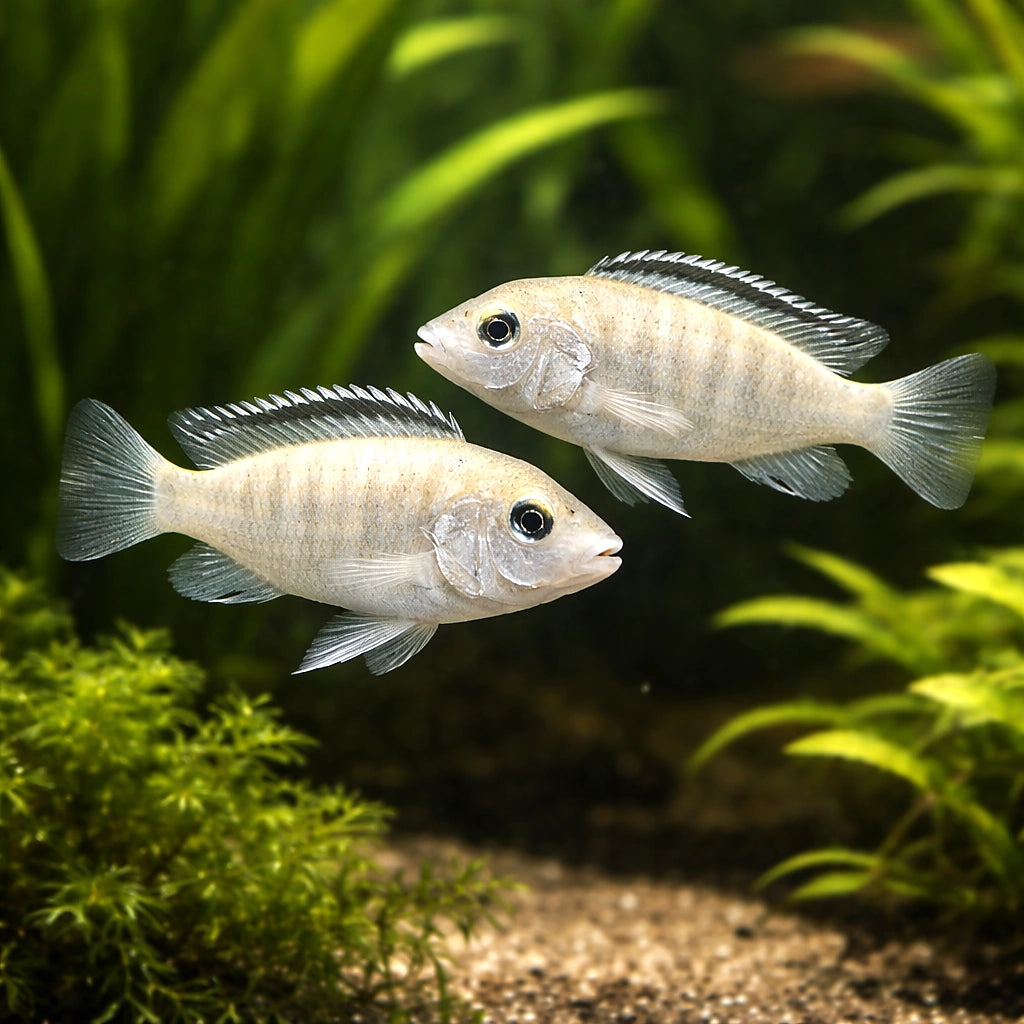 Labidochromis caeruleus albino - Cichlid Fish for Sale UK — AI pair planted view