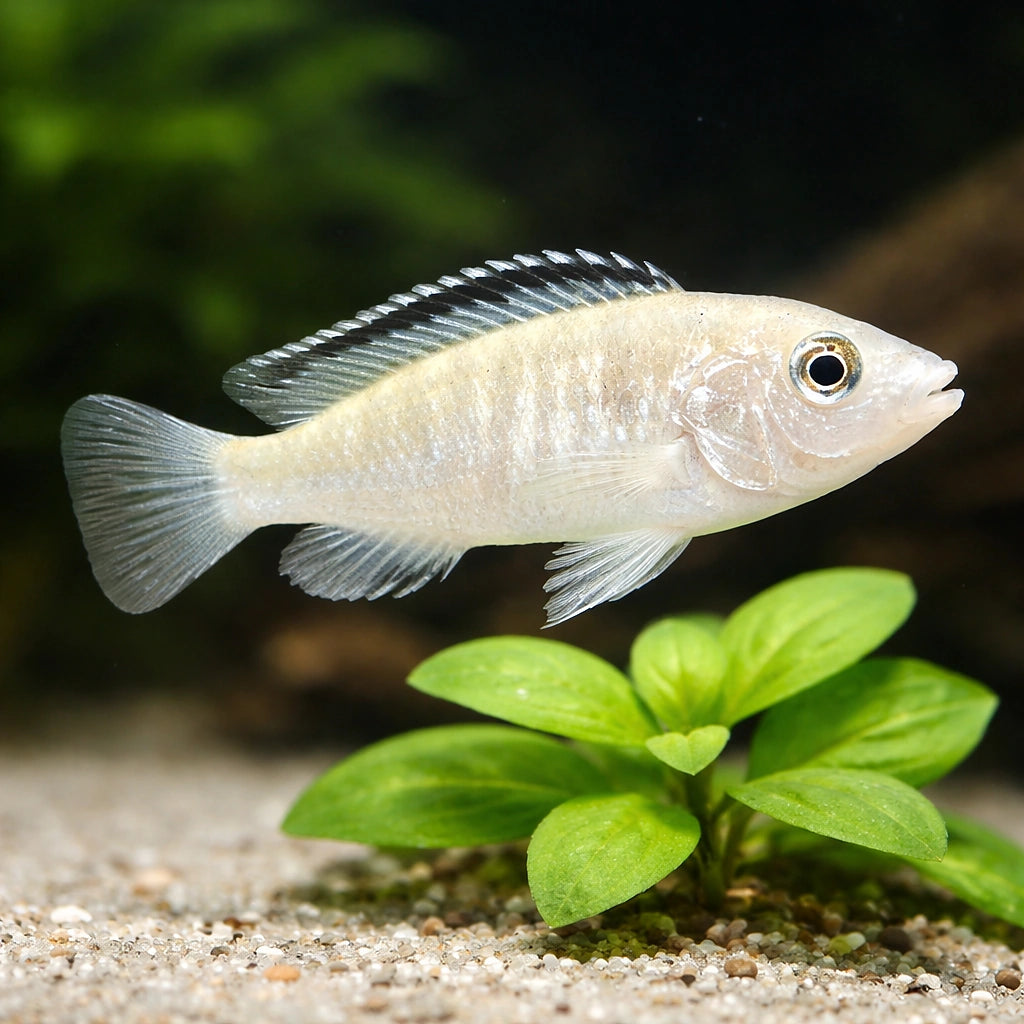 Labidochromis caeruleus albino - Cichlid Fish for Sale UK — AI scale plant view