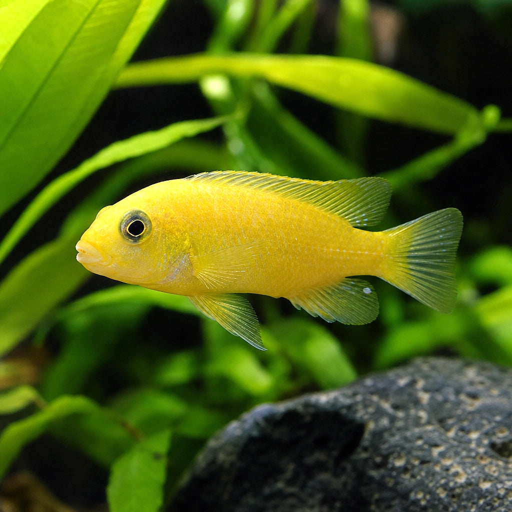 Labidochromis chisumulae Mbweca 3-4 cm | Malawi Cichlid — AI natural aquarium view