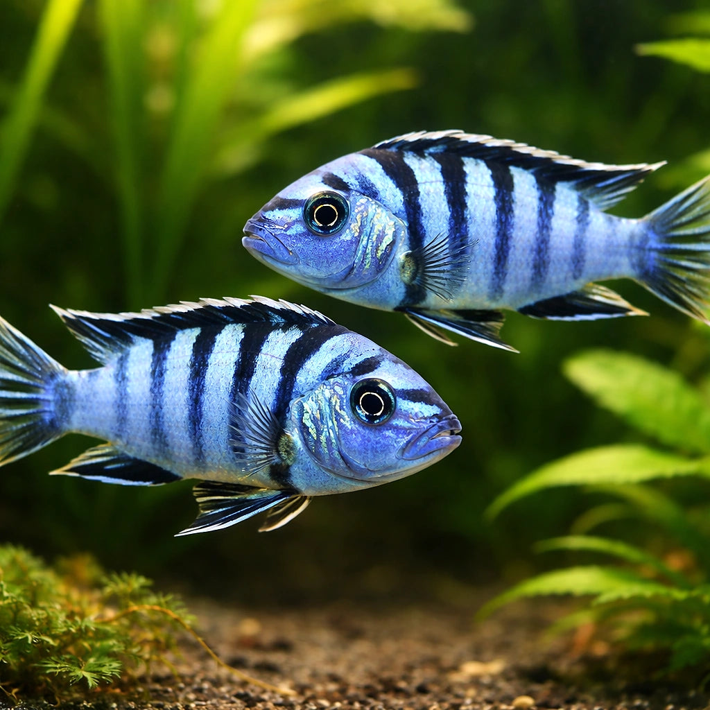Labidochromis lundu blue 4 - — tropical fish for sale UK — AI pair planted view