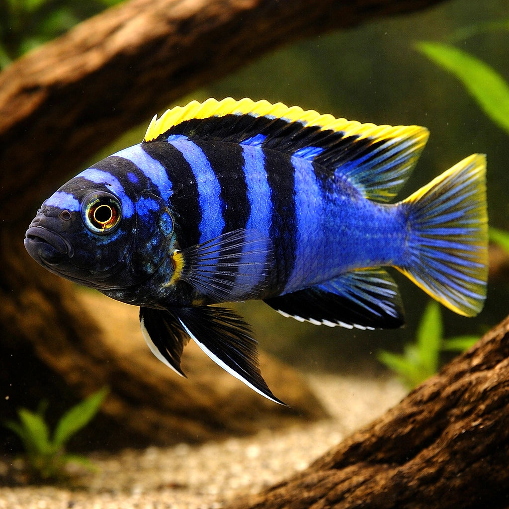 Labidochromis sp. mbamba 3 - — tropical fish for sale UK — AI hero driftwood view