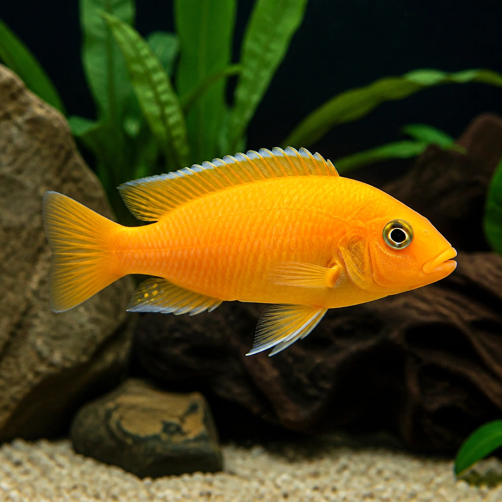 Sunflower Lamprologus — Lake Malawi Cichlids for sale UK — AI natural aquarium view