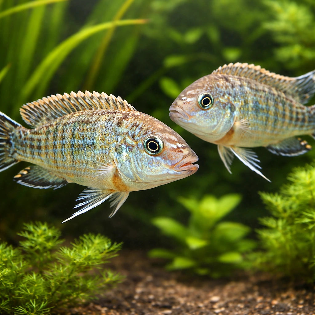 Labidochromis textilis 4 - — tropical fish for sale UK — AI pair planted view