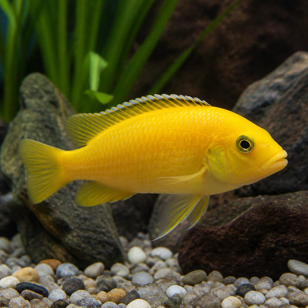 Electric Yellow Cichlid — Lake Malawi Cichlids for sale UK — AI natural aquarium view