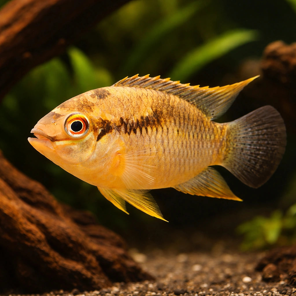Laetacara thaeri 4 - — tropical fish for sale UK — AI hero driftwood view