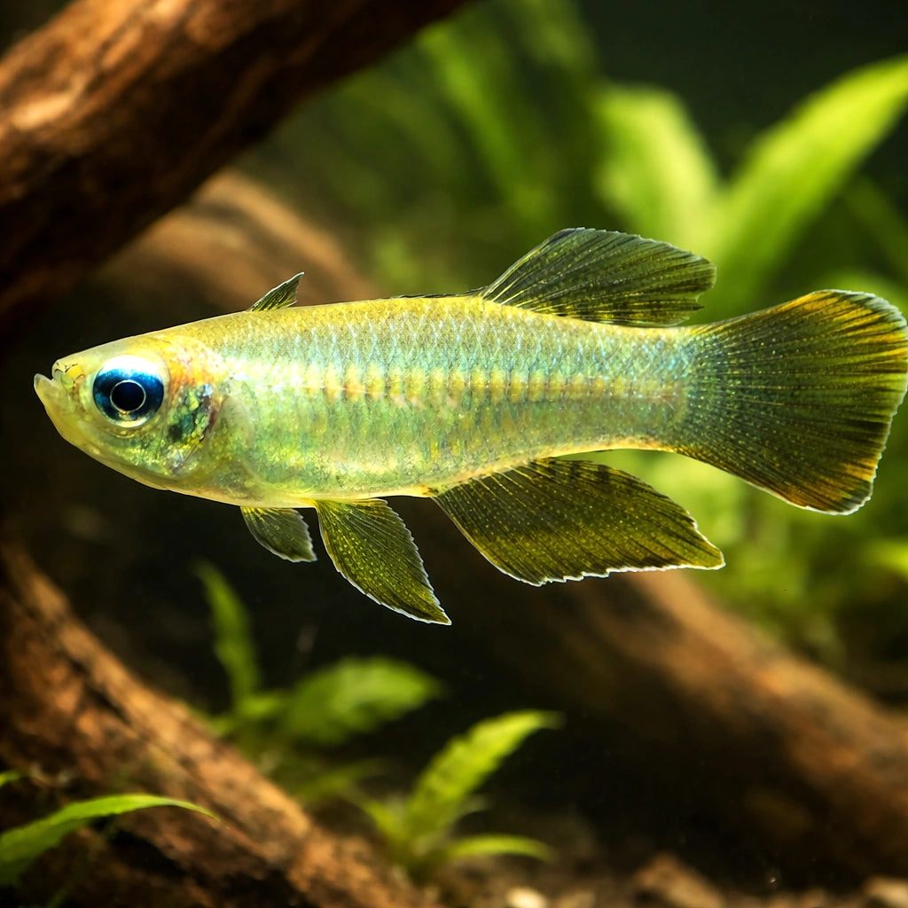 Lampeye — tropical fish for sale UK — AI hero driftwood view