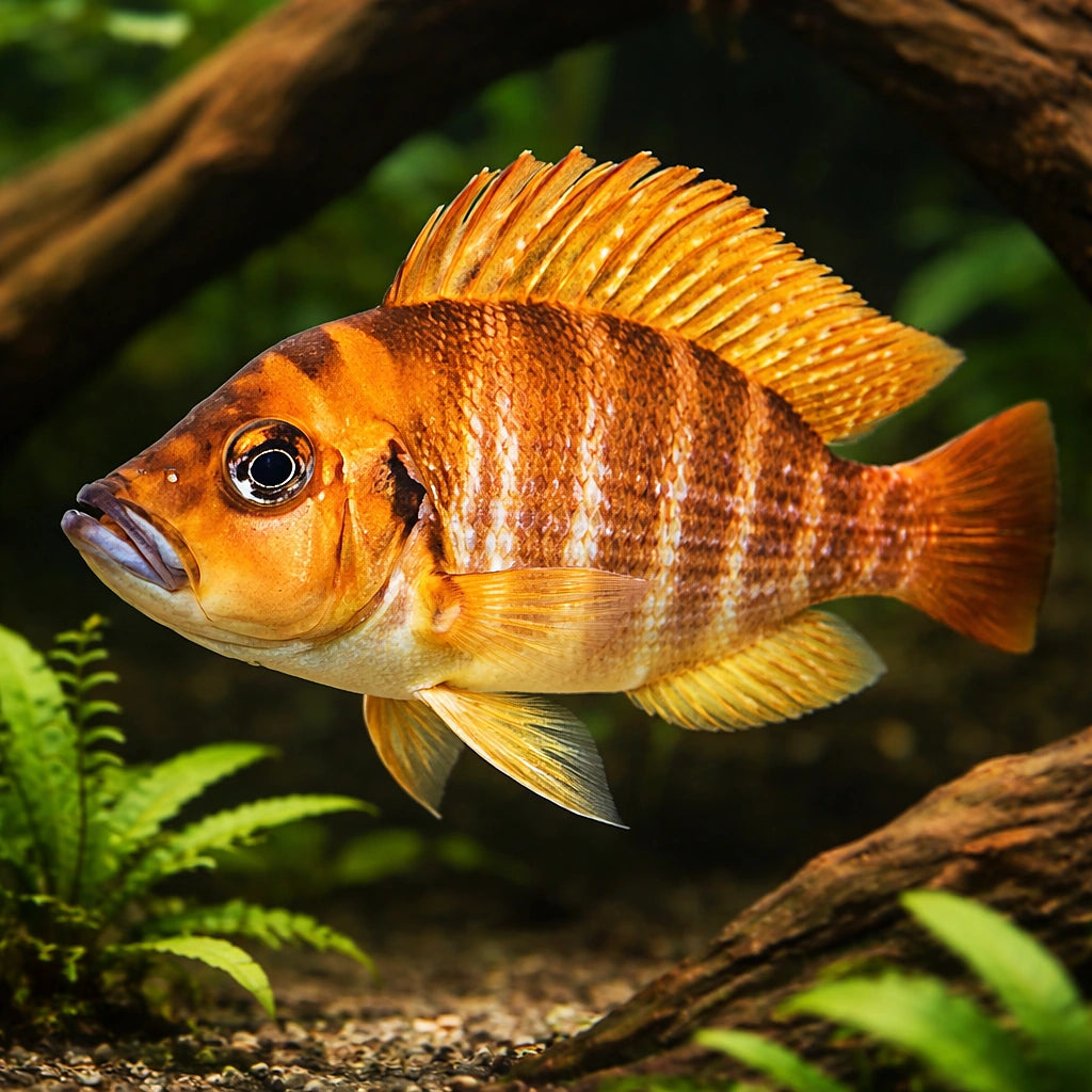 Lamprologus comp. kigoma 4 - — tropical fish for sale UK — AI hero driftwood view