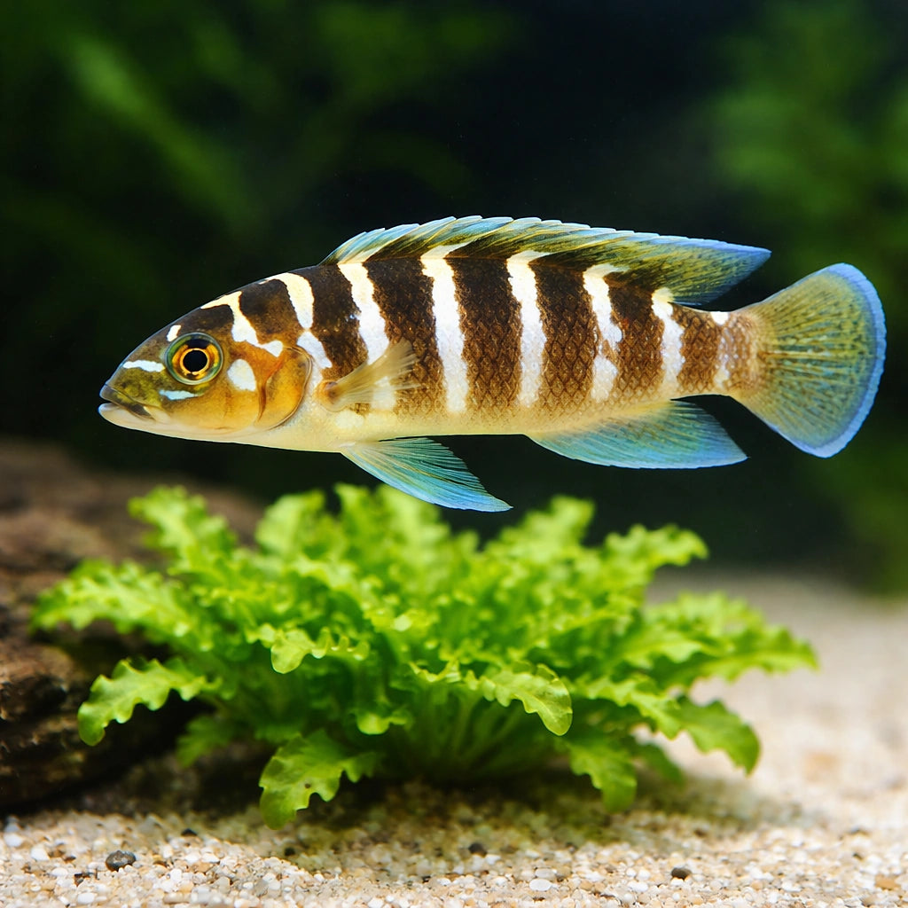 Lamprologus cylindricus S — tropical fish for sale UK — AI scale plant view