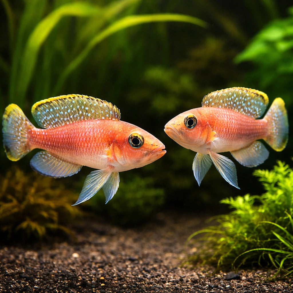 Lamprologus ornatipinis 3,5 - — tropical fish for sale UK — AI pair planted view