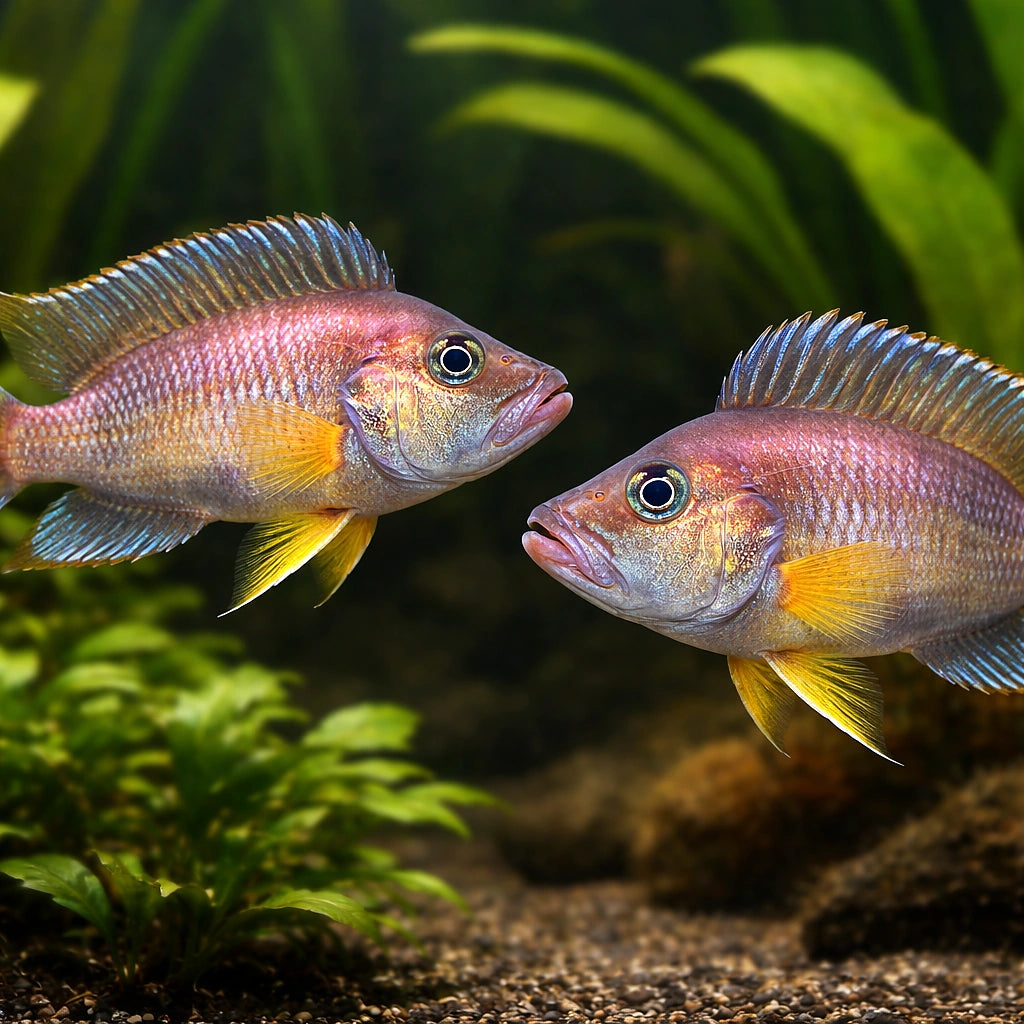 Lamprologus sp. sumbu 3, — tropical fish for sale UK — AI pair planted view