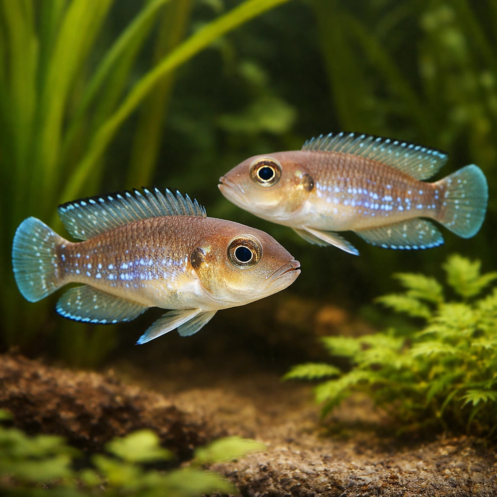 Lamprologus speciosus 2,5 - — tropical fish for sale UK — AI pair planted view