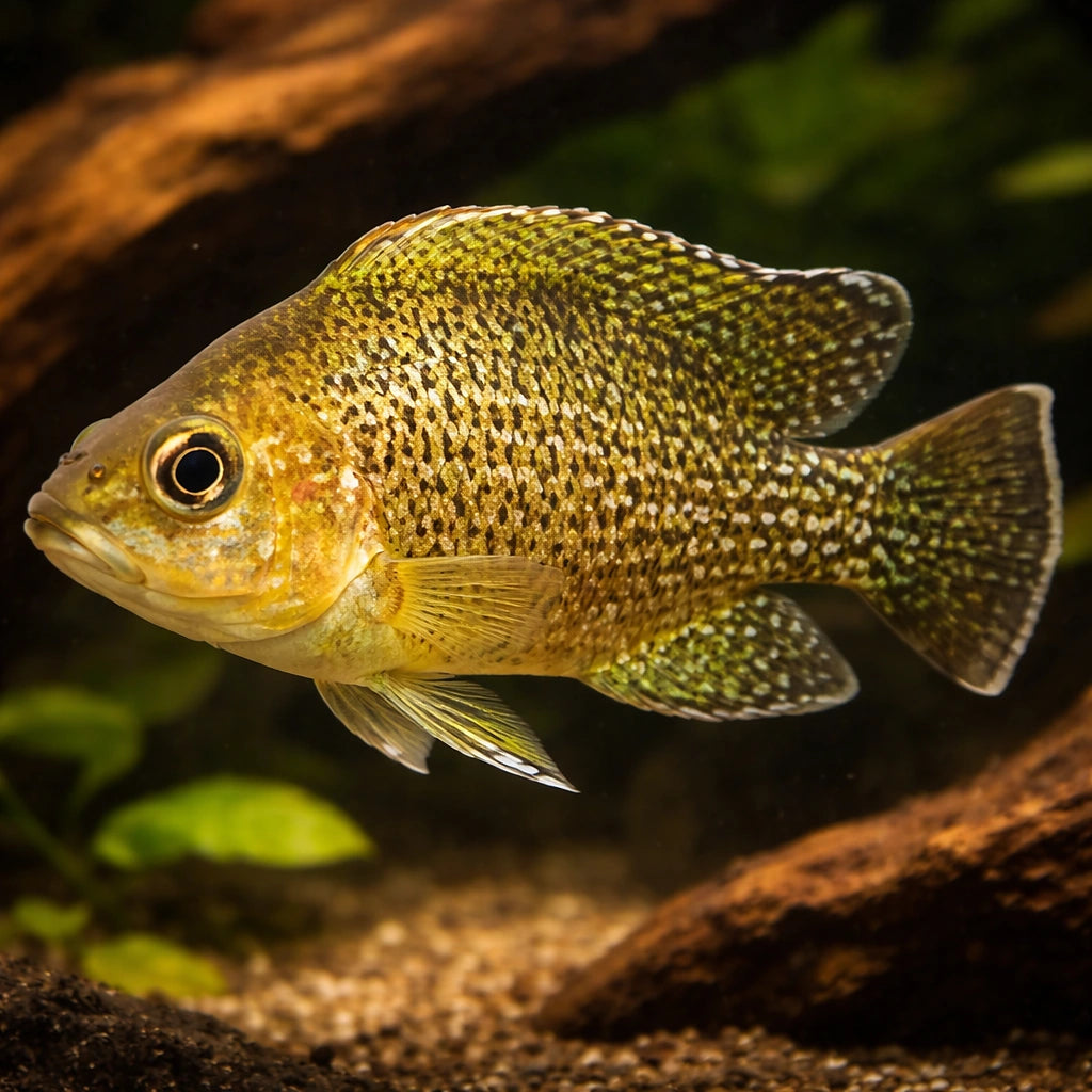Lamprologus toae 4 - 5, — tropical fish for sale UK — AI hero driftwood view