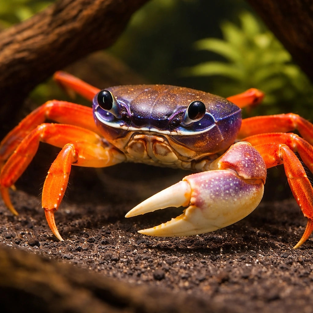 Land Crab, rainbow crab, moon crab, Patriot crab — tropical fish for sale UK — AI hero driftwood view