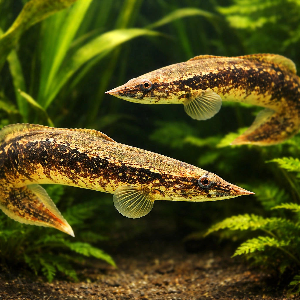 Large Spiny Eel, Belted Spi — tropical fish for sale UK — AI pair planted view