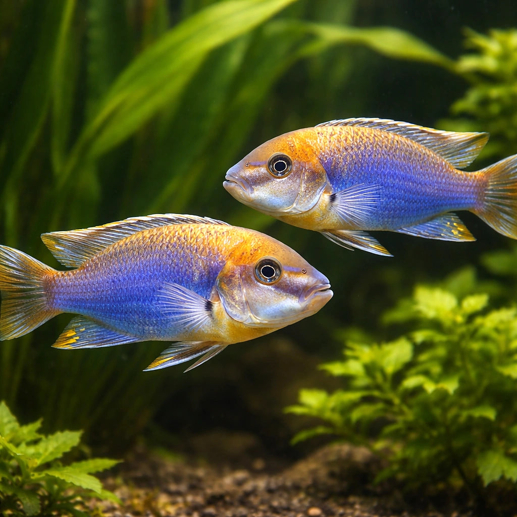 Lavender mbuna — tropical fish for sale UK — AI pair planted view