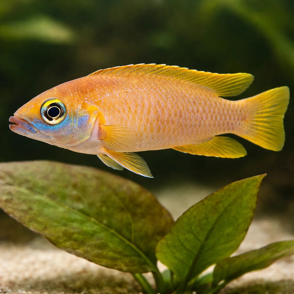 Lemon Cichlid — tropical fish for sale UK — AI scale plant view