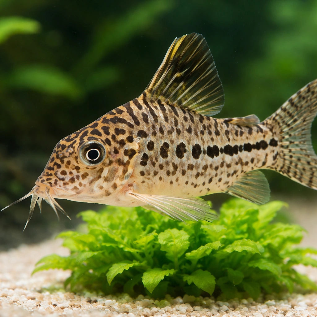 Leopard catfish — tropical fish for sale UK — AI scale plant view