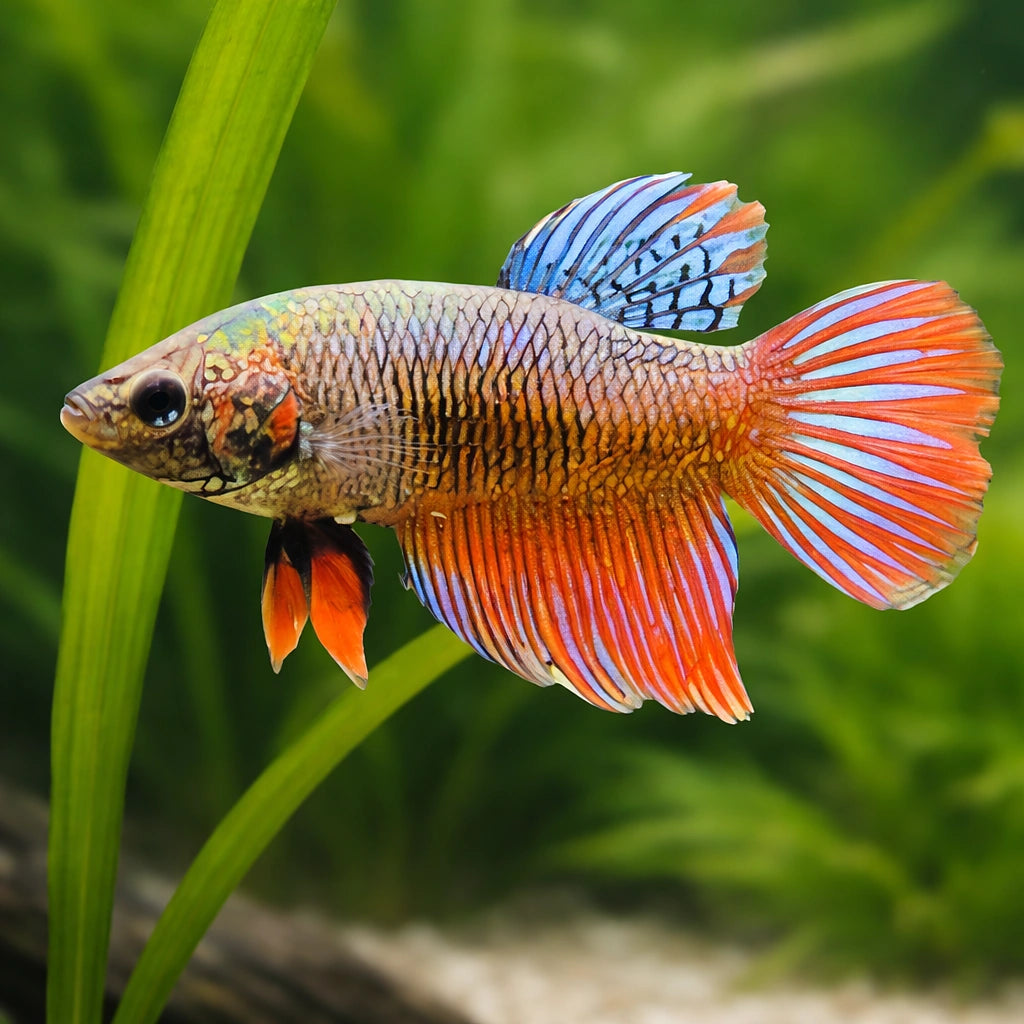 Libby Betta, Split-Tailed Betta — tropical fish for sale UK — AI scale plant view