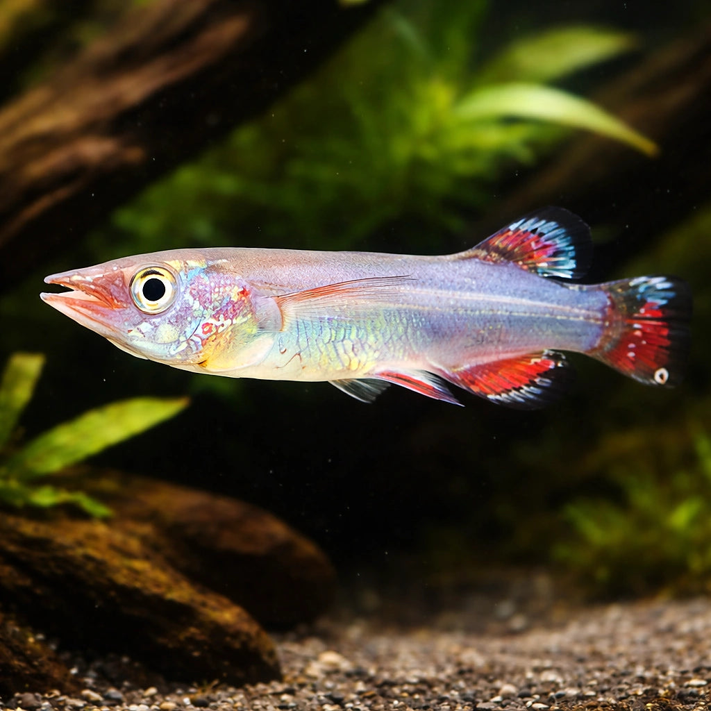 Liemi Halfbeak — tropical fish for sale UK — AI hero driftwood view