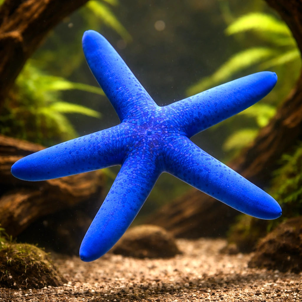 Linckia Laevigata Blue Starfish for UK Aquariums — tropical fish for sale UK — AI hero driftwood view