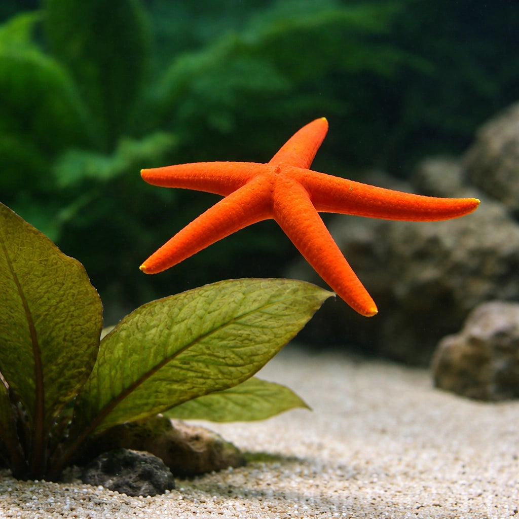 Linckia laevigata - Red/orange — tropical fish for sale UK — AI scale plant view
