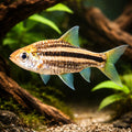 Lined Barb, Striped Barb — tropical fish for sale UK — AI hero driftwood view