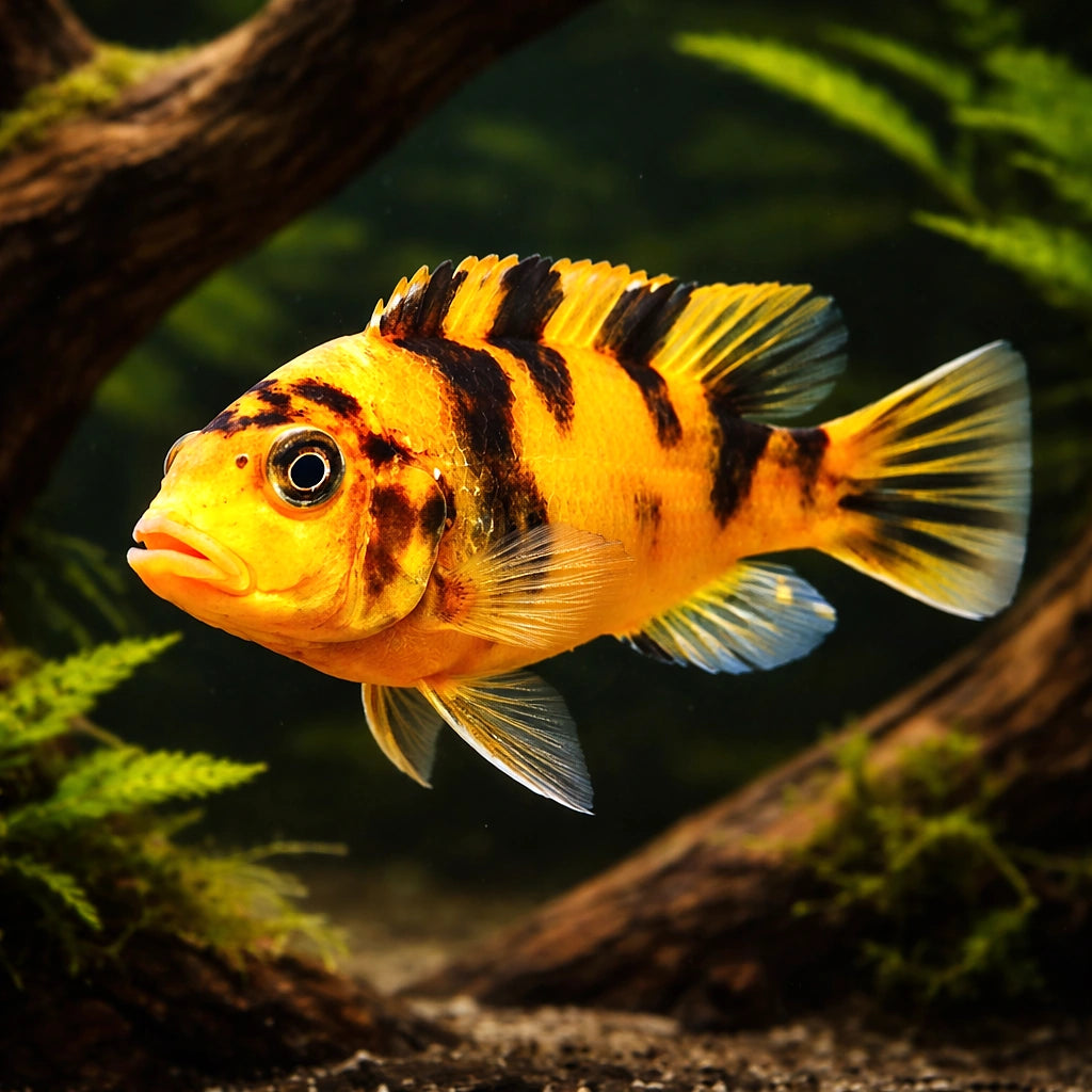 Maylandia zebra - UK (Maylandia zebra) — Striking Maylandia zebra cichlid with bold colour and active character, ideal for…