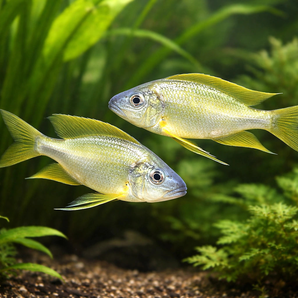 Long-Nosed Gold-Tip Cichlid — tropical fish for sale UK — AI pair planted view