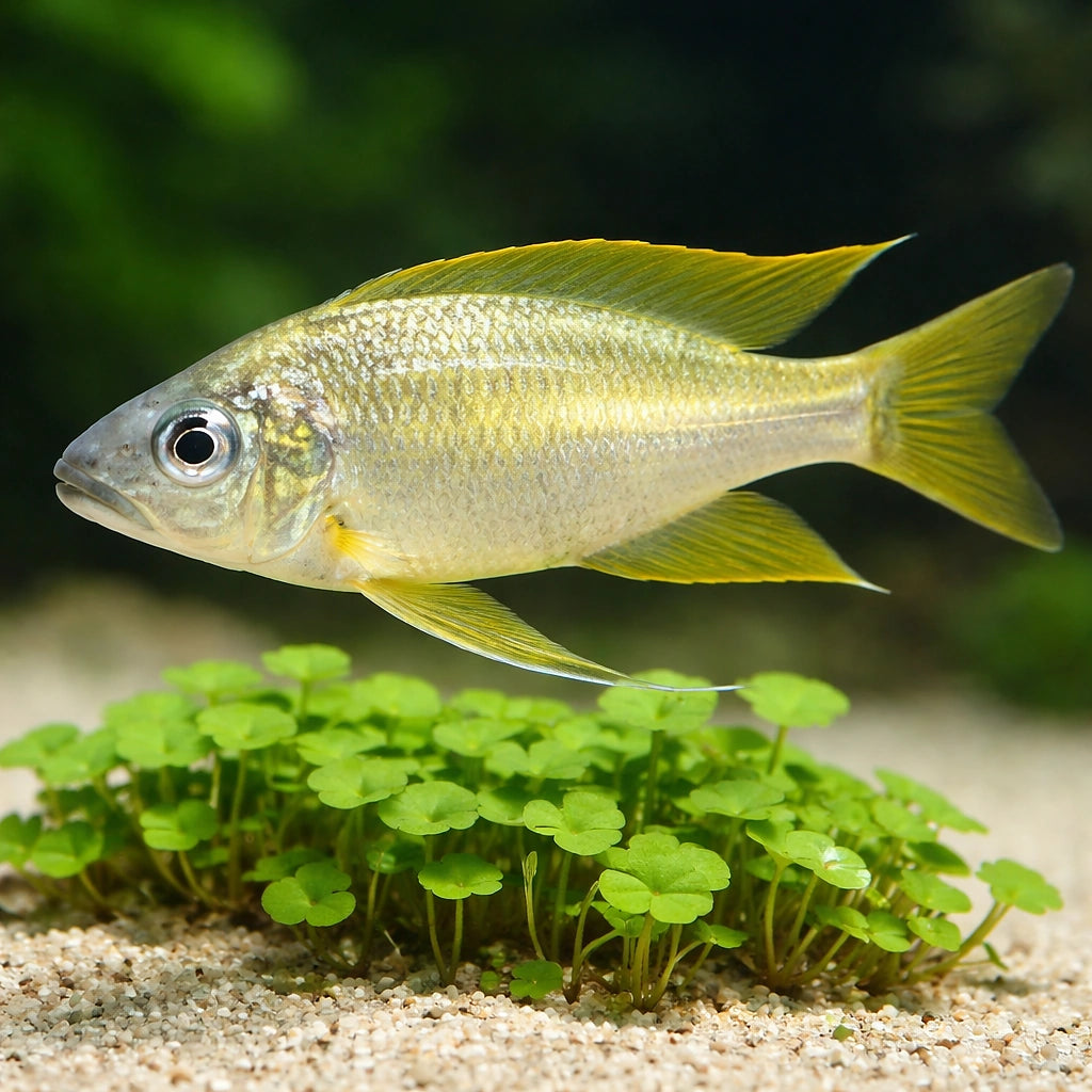 Long-Nosed Gold-Tip Cichlid — tropical fish for sale UK — AI scale plant view