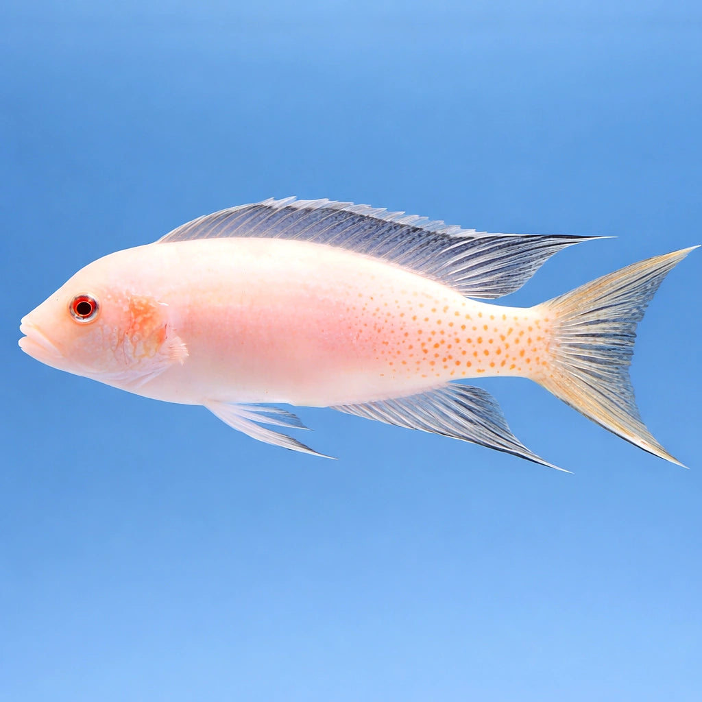 Lyretail Lamprologus Albino — tropical fish for sale UK — AI side clean view