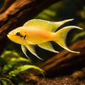 Lyretail Lamprologus, Fairy — tropical fish for sale UK — AI hero driftwood view