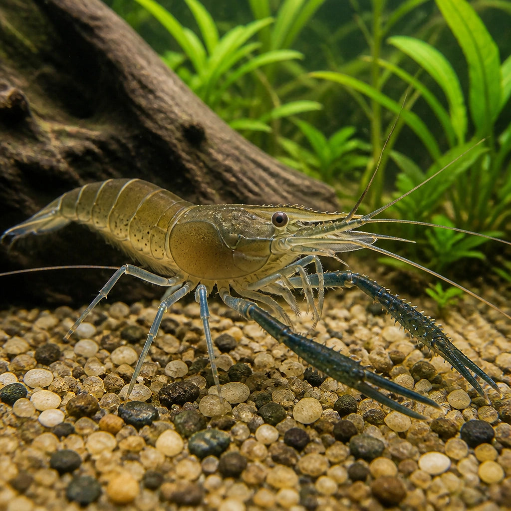Ring-Necked Shrimp - Macrobrachium Assamense - Aquatic Invertebrate - Crustacean — Shrimp for sale UK — AI natural aquarium view