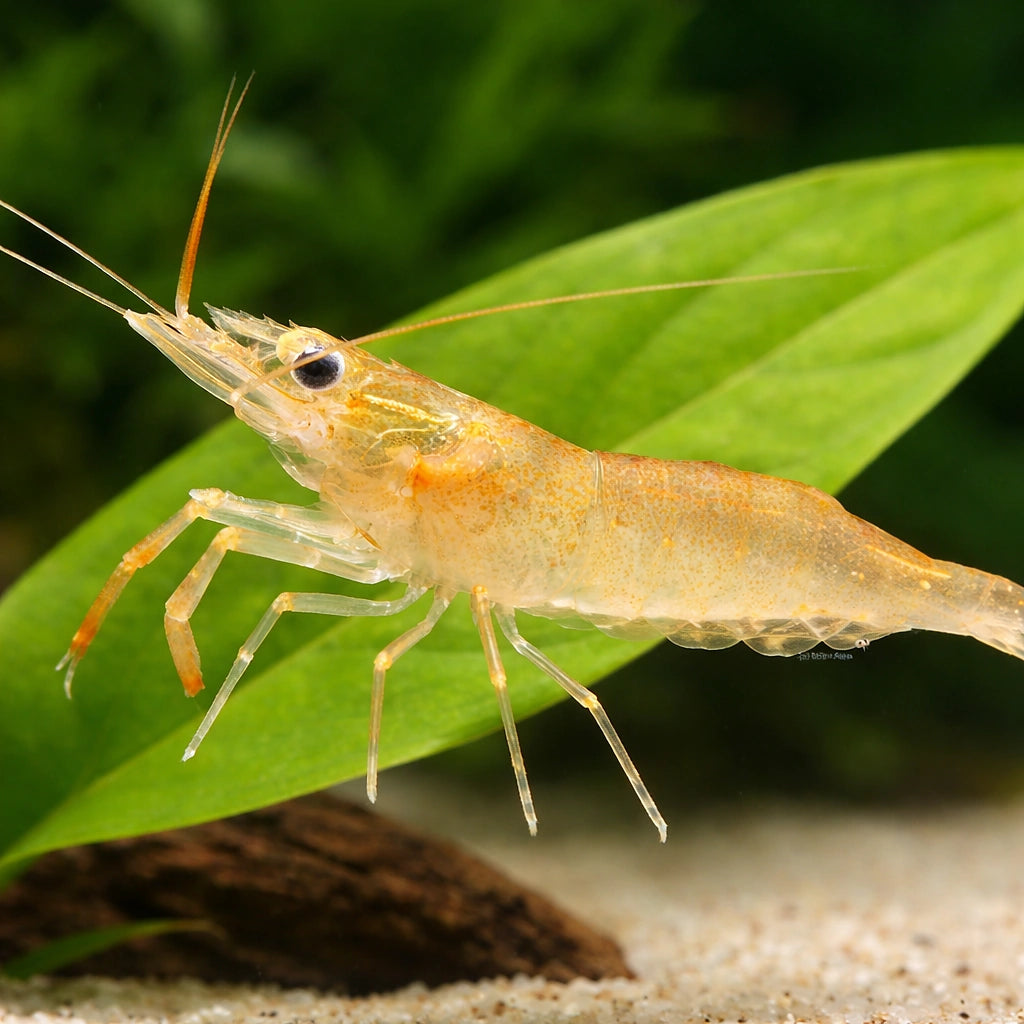 Macrobrachium glass shrimp — tropical fish for sale UK — AI scale plant view