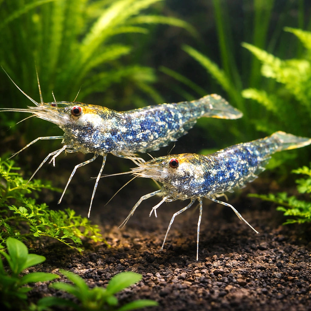 Macrobranchium banjarae — tropical fish for sale UK — AI pair planted view